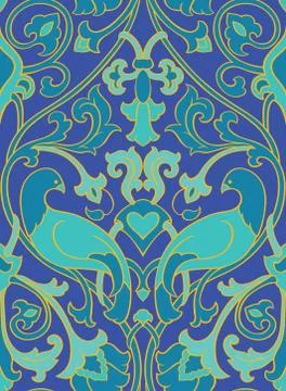 Blue pattern with birds. Stock Illustration