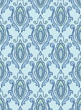 Blue pattern with damask. Stock Illustration