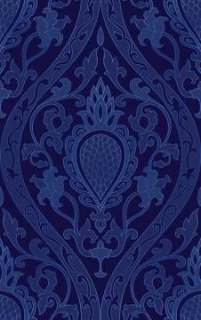 Blue pattern with damask. Stock Illustration