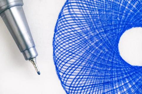 Blue pattern with felt pen. Stock Photos