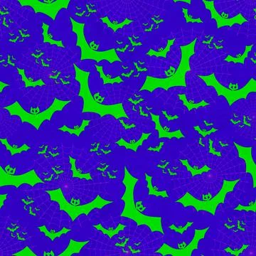 Blue pattern of green bats / beautiful wallpaper or desktop. Stock Illustration