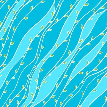 Blue pattern with leaves Stock Illustration