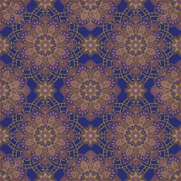 Blue pattern with mandalas. Stock Illustration