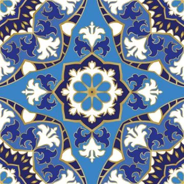 Blue pattern of mandalas. Stock Illustration
