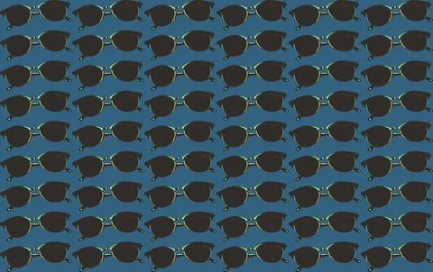 Blue pattern of many summer sunglasses for travel Stock Illustration