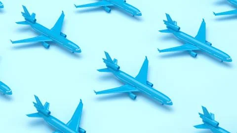 Blue pattern planes in the blue background. Perspective view. Minimal isometr Stock Illustration