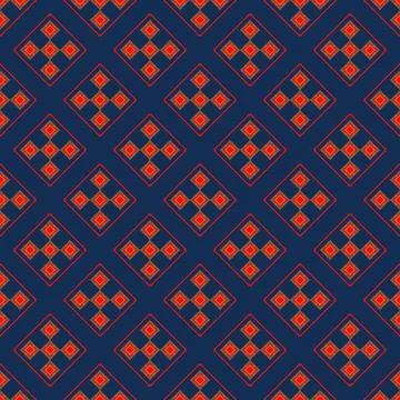 Blue pattern red asian floral Stock Illustration