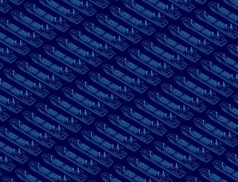 Blue pattern of ships is shown in a computerized image. The ships are all Stock Illustration