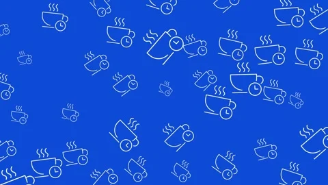 Blue pattern with white clock icons representing time management and schedule Stock Footage 345539069