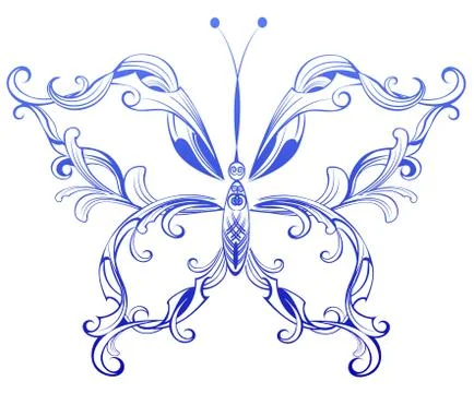 Blue patterned butterfly. Stock Illustration