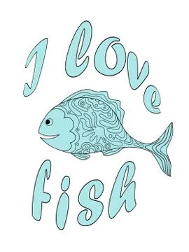 Blue patterned fish Stock Illustration