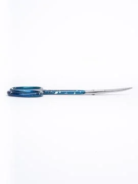 Blue patterned nail scissors angled Foto stock