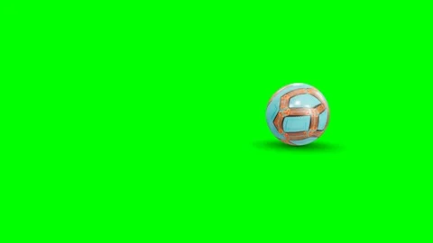 Blue patterned soccer ball bouncing on green screen 4K Vídeo Stock 336957462