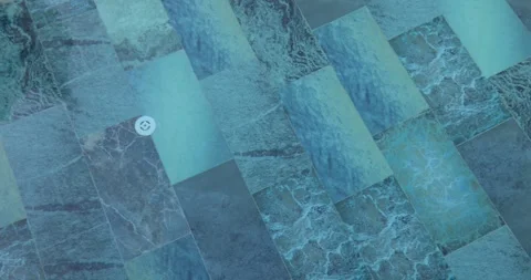 Blue patterned tiles on bottom of modern swimming pool Stock Footage 249517583