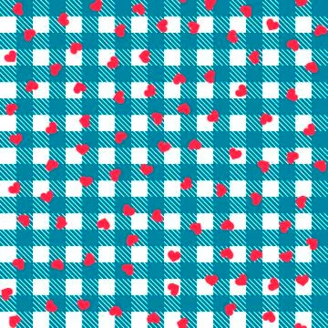 Blue patterns tablecloths stylish with red heart illustration design Stock Illustration