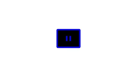 Blue pause button icon centered animated on a white background. Stock Footage 258832645