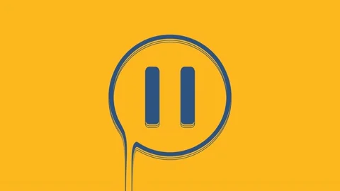 Blue Pause button icon isolated on orange background. 4K Video motion graphic Stock Footage 234704326