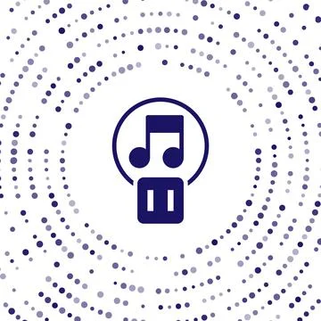 Blue Pause button icon isolated on white background. Abstract circle random dots Illustrazione stock