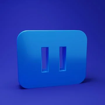 Blue Pause button icon isolated on blue background. Minimalism concept. 3D .. Stock Illustration