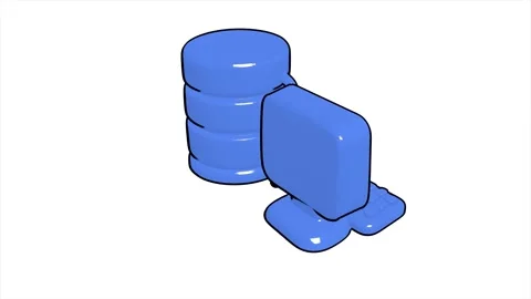 Blue PC database storage db on white bg able to loop endless Stock Footage 317888192