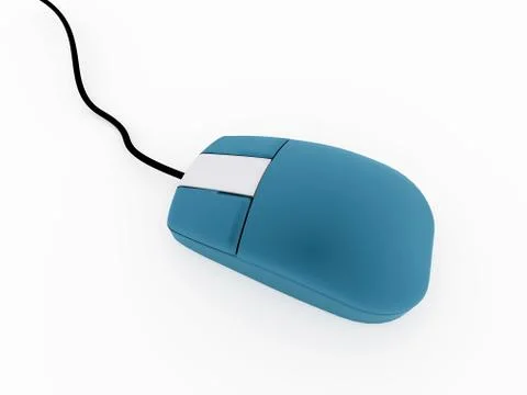 Blue pc mouse rendered on white background Stock Illustration