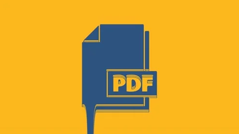 Blue PDF file document. Download pdf button icon isolated on orange background Video stock 234714921