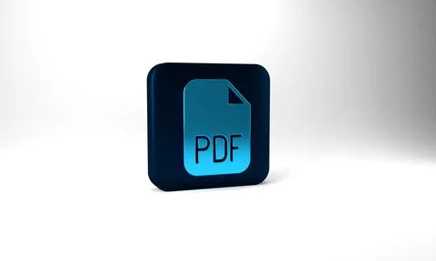 Blue PDF file document. Download pdf button icon isolated on grey background Illustrazione stock