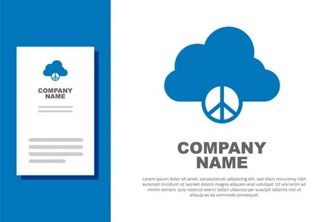 Blue Peace cloud icon isolated on white background. Hippie symbol of peace... Stock Illustration