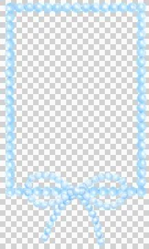 Blue Pearl Rectangle frame shape with ribbon bow watercolor イラスト素材