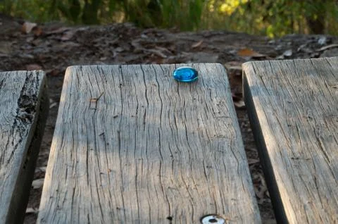Blue Pebble on a Bench Stock Photos