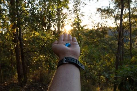 Blue Pebble in Sunlight Stock Photos