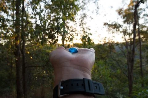 Blue Pebble in Sunlight Stock Photos