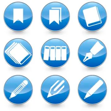 Blue Pen Books Bookmarks vector icons vector illustration Stock Illustration