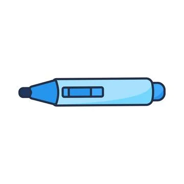 Blue pen flat illustration representing writing office stationery イラスト素材