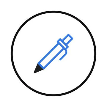 Blue pen icon within a circular frame symbolizing creativity and writing in.. Stock Illustration