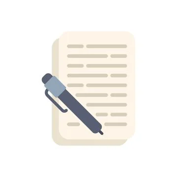 Blue pen lying on a text document for writing and editing Stock Illustration