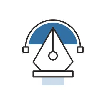Blue pen tool  icon Stock Illustration
