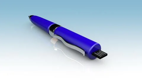 Blue Pen, usb pen flash drive Stock Illustration