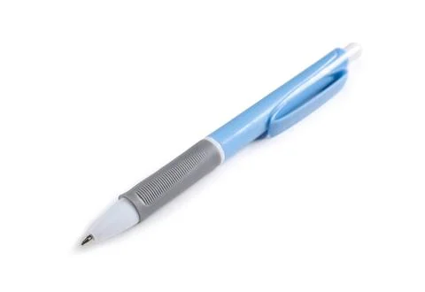 Blue pen on white background Stock Photos