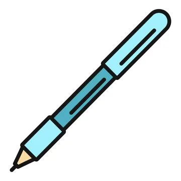 Blue pen writing tool office stationery icon Stock Illustration