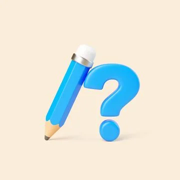 Blue Pencil and Question Mark on Beige Background Stock Illustration