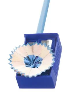 Blue pencil being sharpened Stock Photos