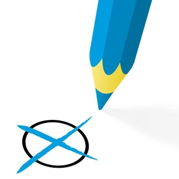 Blue pencil with cross Stock Illustration