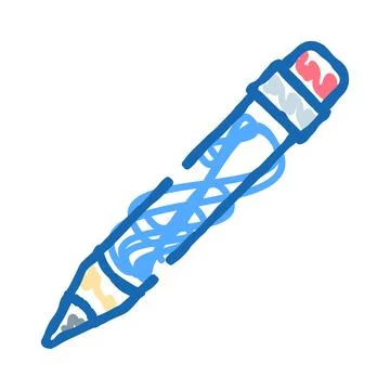 Blue pencil doodle representing creativity and education Illustrazione stock