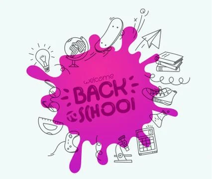 Blue pencil with doodling elements vector illustration Stock Illustration