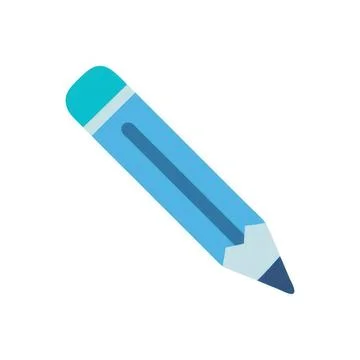 Blue pencil drawing tool icon on white background Stock Illustration