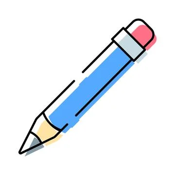Blue pencil icon representing writing and creativity Illustrazione stock