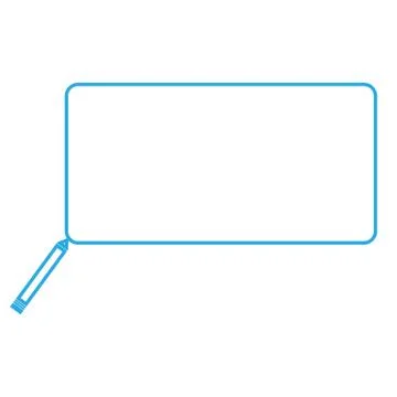 Blue pencil with rectangular speech bubble on white background. 스톡 일러스트