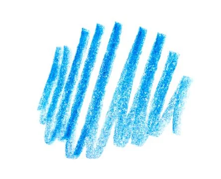 Blue pencil scribble on white background, top view Stock Photos