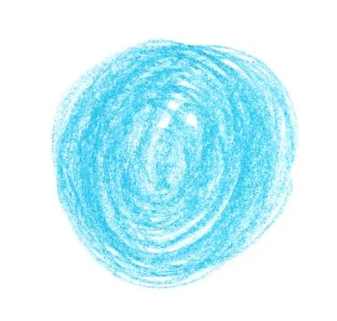 Blue pencil scribble on white background, top view 写真素材